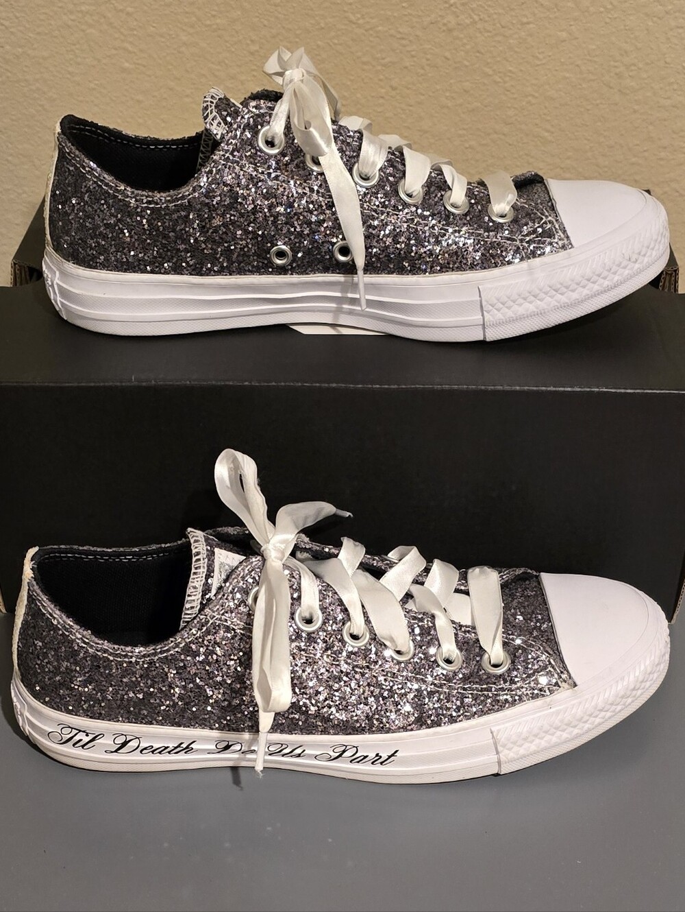 Custom Wedding Glitter Converse Chuck Taylor All Star Low Top Sneakers